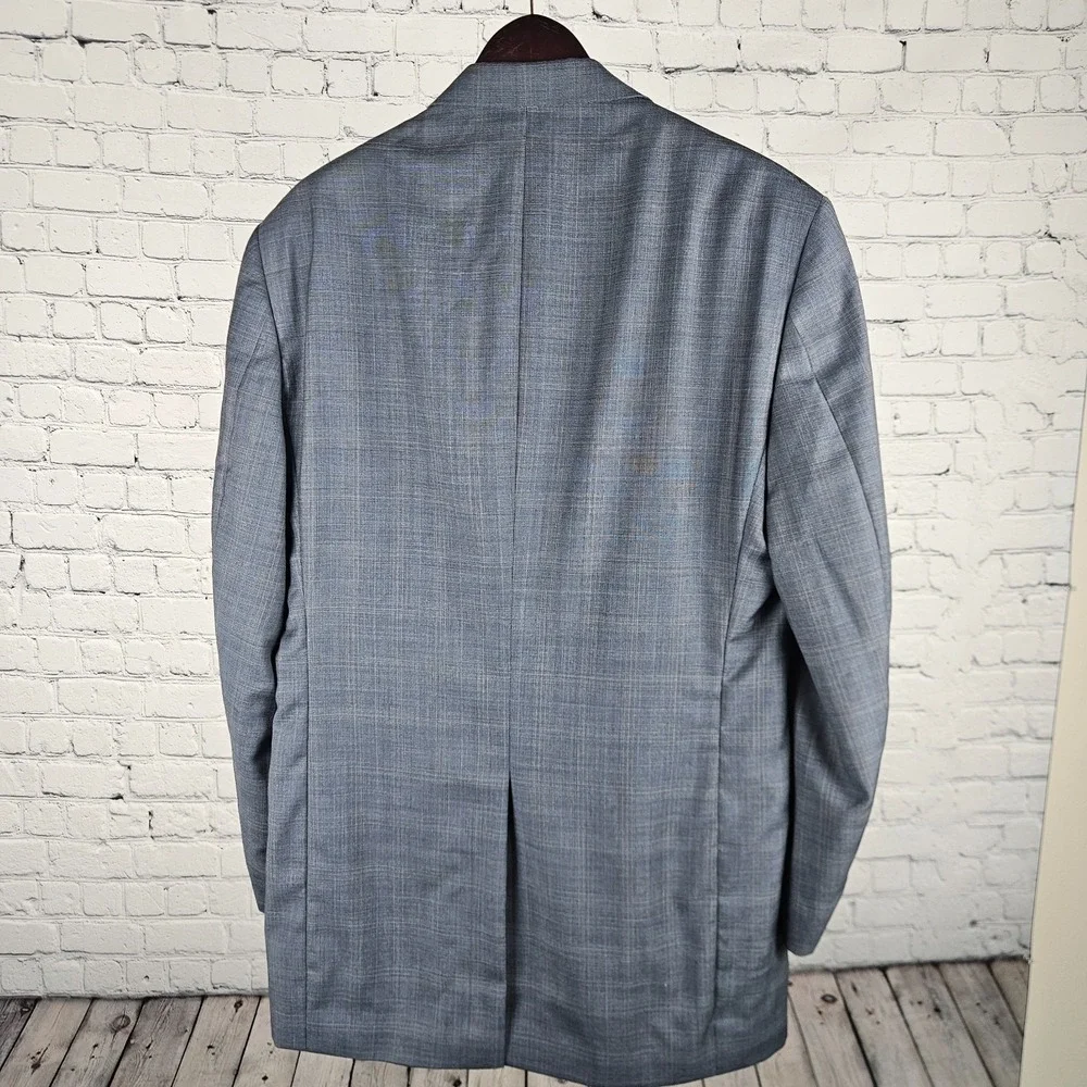 Hart Schaffner Marx Gold Trumpeter Blazer 42L Gray Plaid Wool Sport Coat USA Uni
